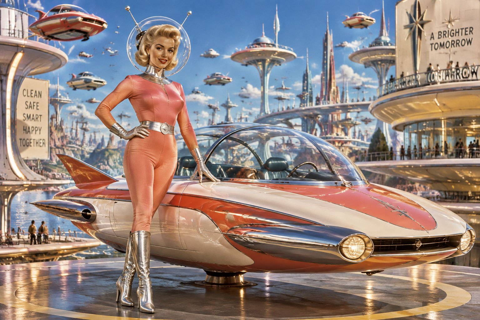 A Brighter Tomorrow — Pink retro-futuristic artwork