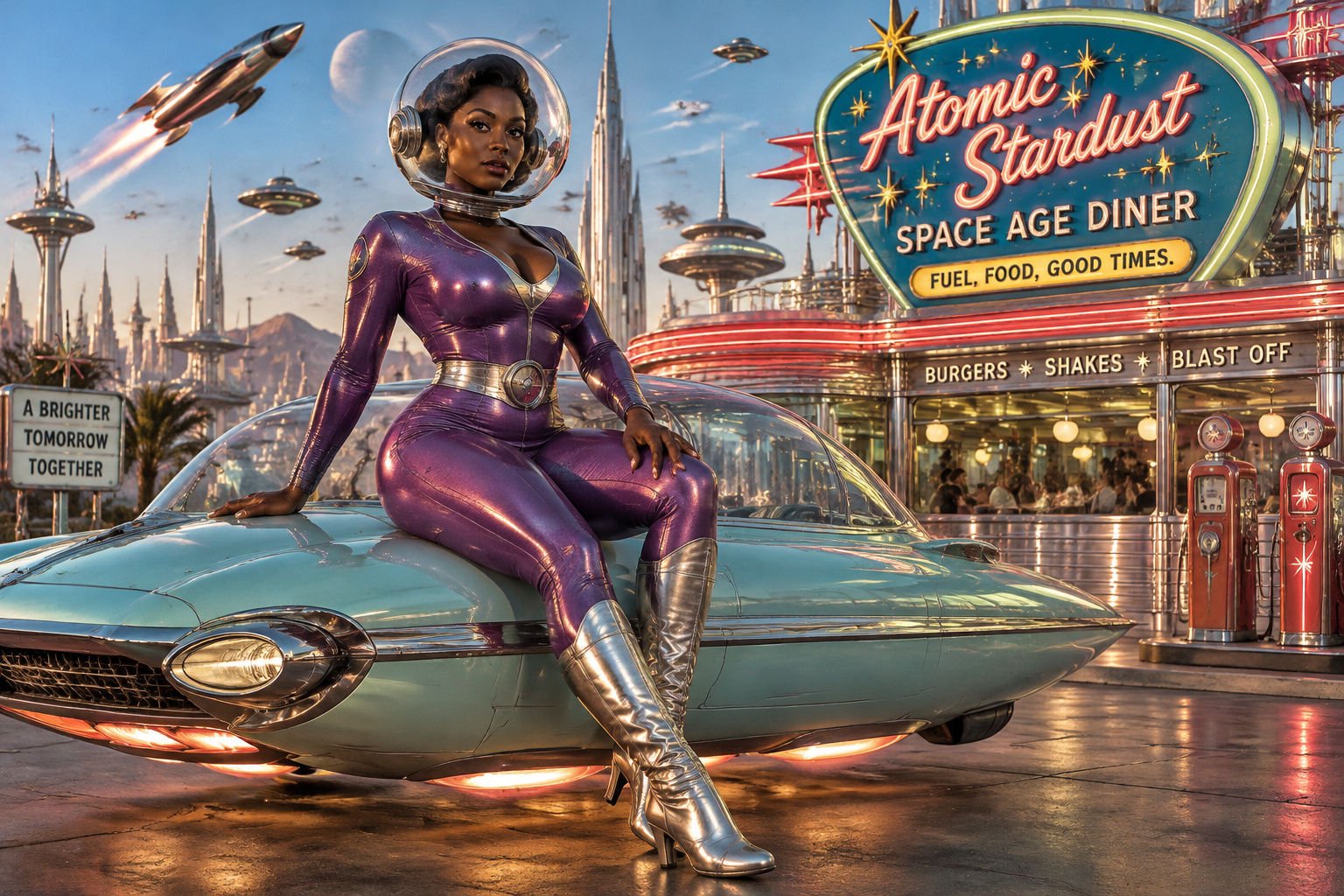 Atomic Stardust — Violet Voyager retro-futuristic artwork