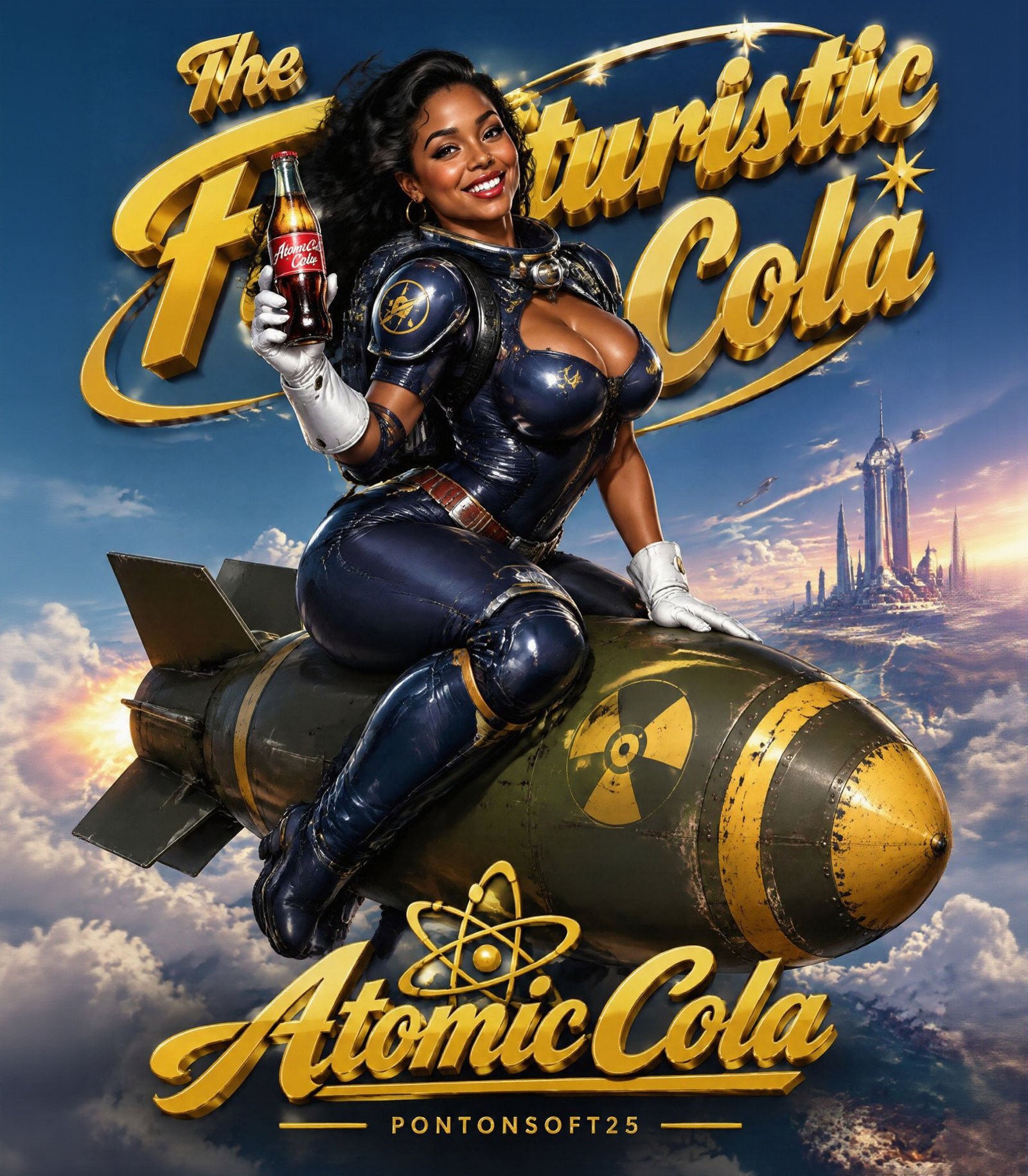 Atomic Cola — The Bombshell retro-futuristic artwork